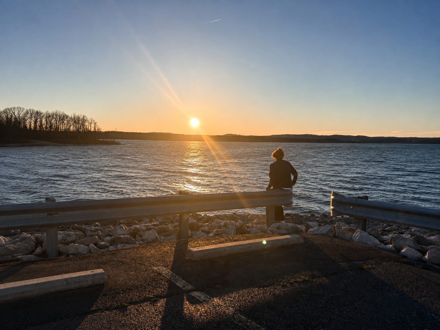 Watching the sunset over the lake